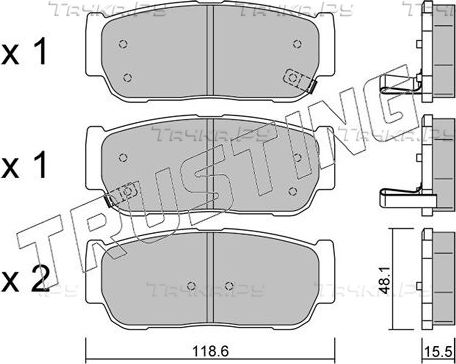 Тормозные колодки Trusting задние для SsangYong Rodius II 2013-2026. Артикул 743.0