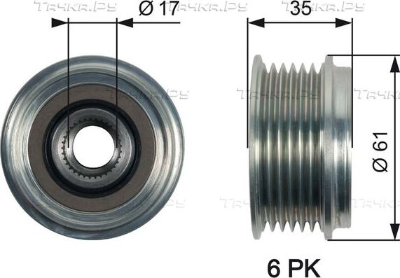 Муфта генератора обгонная Gates DriveAlign® для Volkswagen Amarok I 2016-2022. Артикул OAP7166