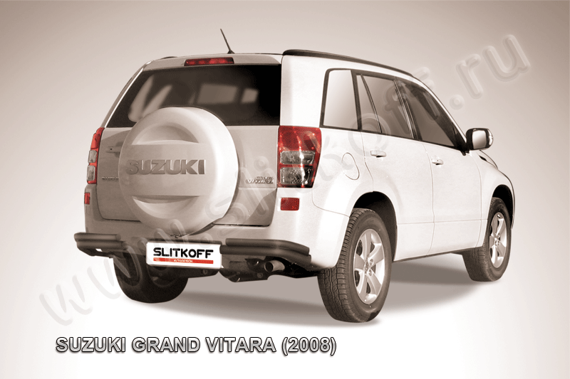 Защита Slitkoff задняя d57/42 уголки двойные ЧЕРНАЯ матовая для Suzuki Grand Vitara III 5-дв. 2008-2012. Артикул SGV08014B