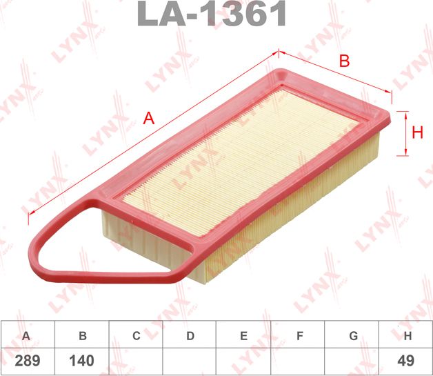 Воздушный фильтр LYNXauto. Артикул LA-1361