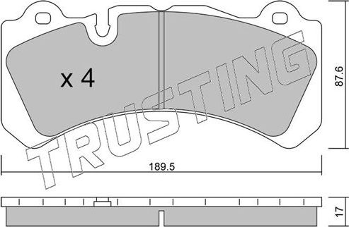 Тормозные колодки Trusting передние для Volvo S60 III 2019-2026. Артикул 1328.0