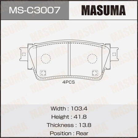 Колодки дисковые MASUMA, PN3815, P54063 rear (1/16). Артикул MSC3007