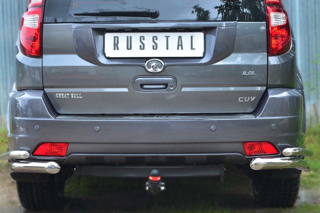 Защита RusStal заднего бампера уголки d63/d42 для Great Wall Hover H3 2011-2014. Артикул GH3Z-001410