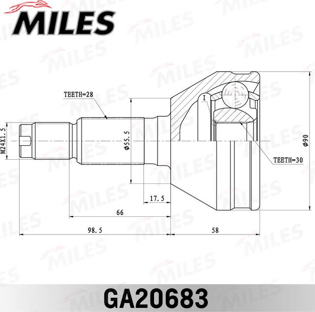 Шрус наружный (граната) Miles. Артикул GA20683