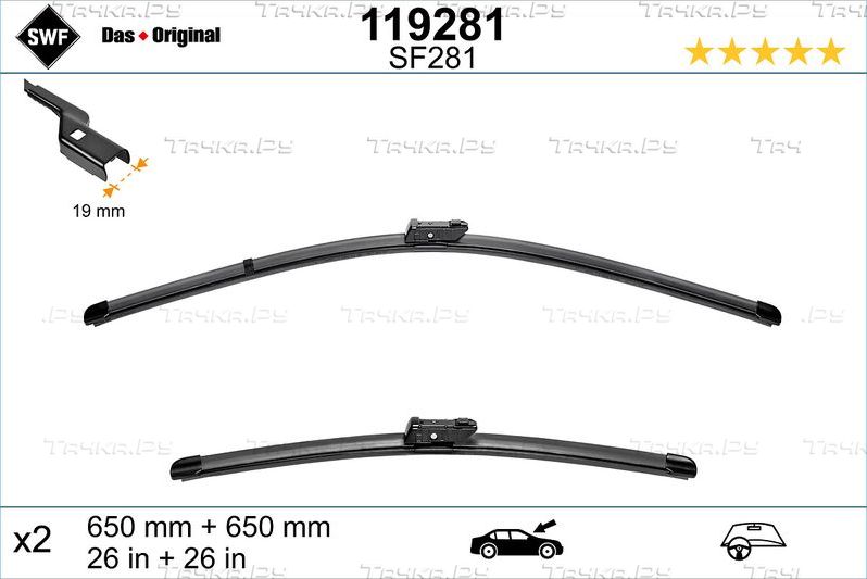 Щетка стеклоочистителя (дворник) SWF для Opel Astra J 2009-2017. Артикул 119281