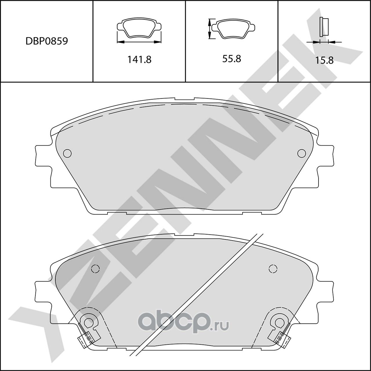 Колодки тормозные передние MAZDA 3 BM 13-19 (Zennek). Артикул DBP0859