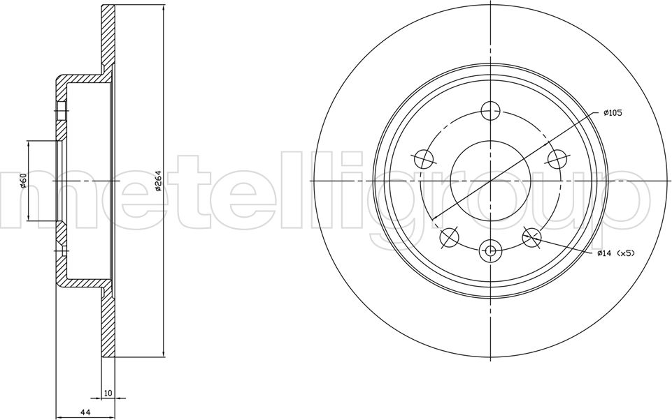 Тормозной диск Metelli. Артикул 23-1823C