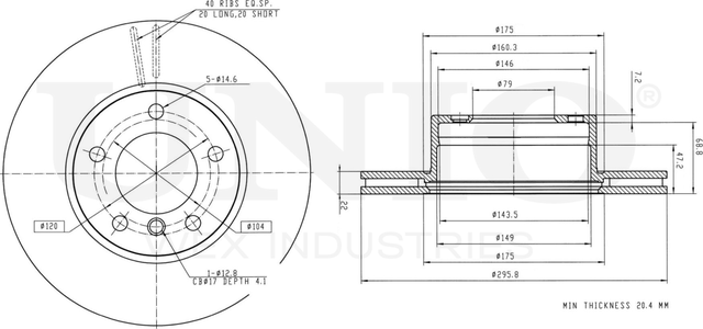Диск тормозной (Unio). Артикул BRD-20179