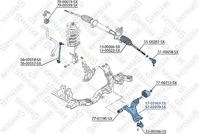 Поперечный рычаг передней подвески Stellox. Артикул 57-03969-SX