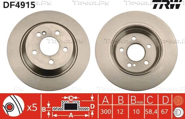 Тормозной диск TRW. Артикул DF4915