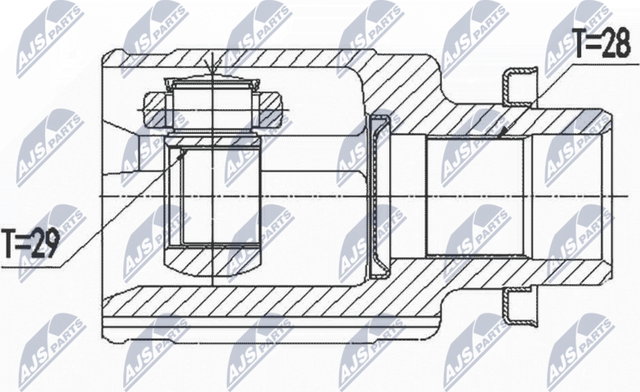 Шрус внутренний (граната) NTY передний правый для Suzuki SX4 II (S-Cross) 2013-2026. Артикул NPW-SU-036