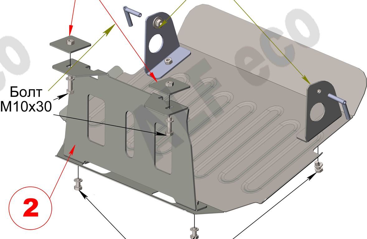 Защита Alfeco для рулевых тяг УАЗ Буханка 3909 (крепление рессор на салейнтблоках) 1990-2026. Артикул ALF.39.09