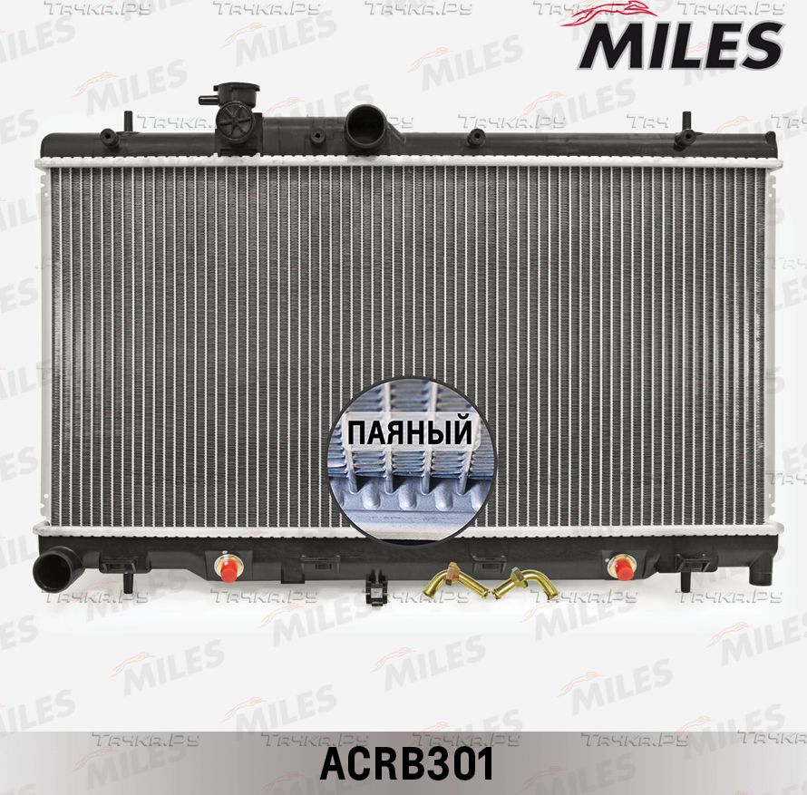 Радиатор охлаждения двигателя Miles (алюминий) для Subaru Legacy III 1998-2003. Артикул ACRB301