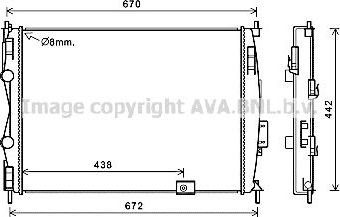 Радиатор охлаждения двигателя AVA. Артикул DN2414