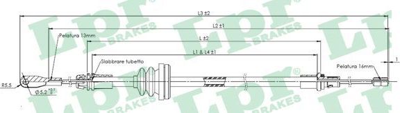 Трос ручника (тросик ручного тормоза) LPR. Артикул C0755B