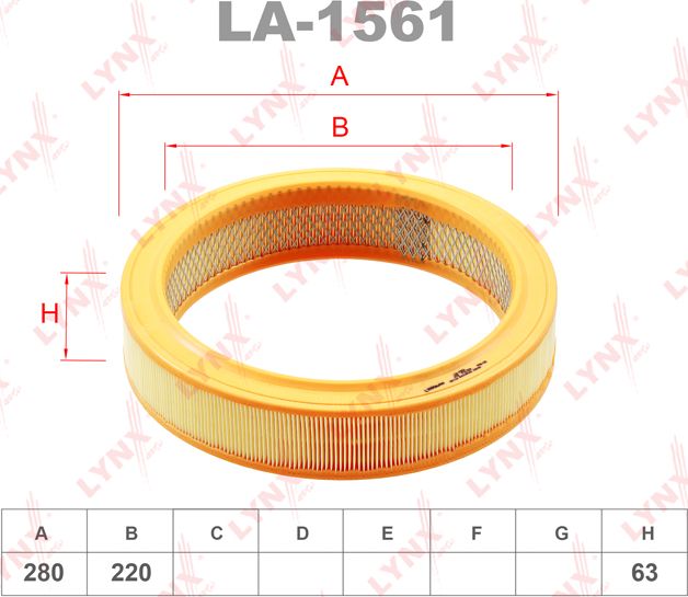 Воздушный фильтр LYNXauto для Audi 80 V (B4) 1991-1996. Артикул LA-1561