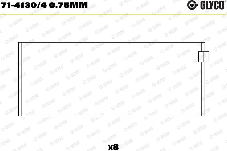 Вкладыши шатунные Glyco. Артикул 71-4130/4 0.75mm