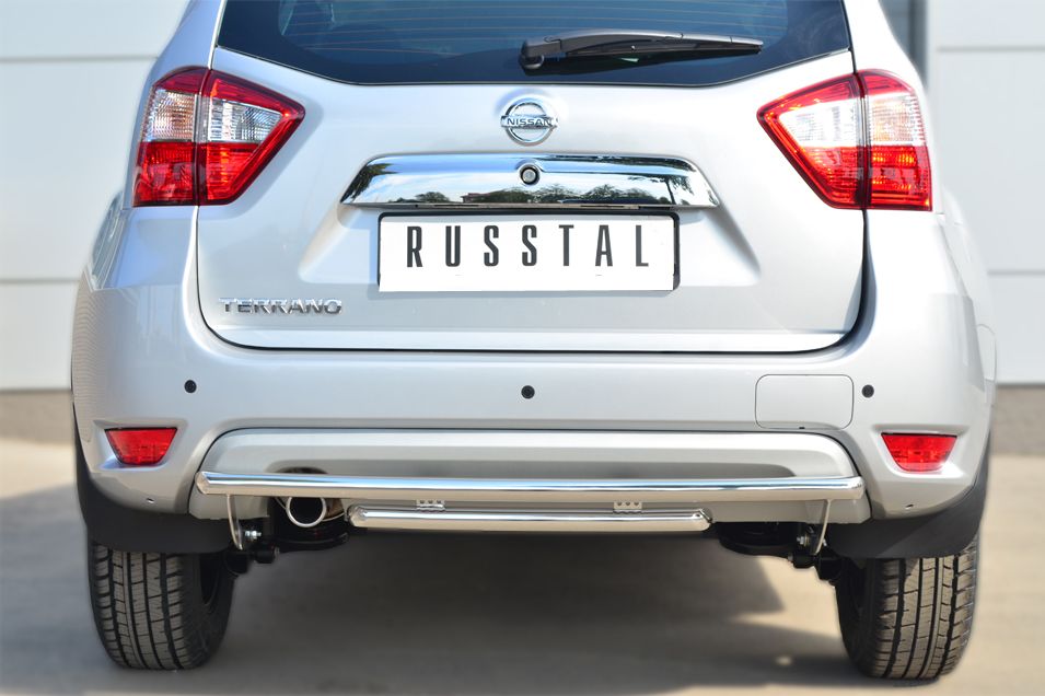 Защита RusStal задняя d42/42 двойная для Nissan Terrano III 2014-2026. Артикул NTRZ-001797
