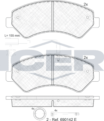 Тормозные колодки Icer. Артикул 141836-203