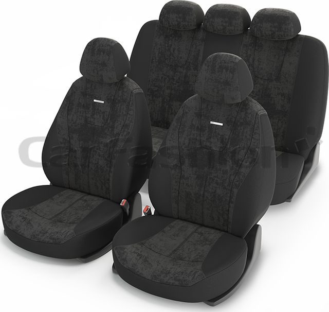 Чехлы универсальные CarFashion Record на сидения авто, цвет Темно-серый/Темно-серый/Темно-серый. Артикул 10065