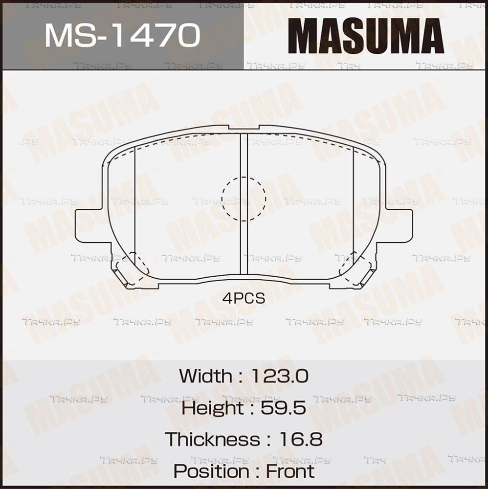 Тормозные колодки Masuma передние для Toyota Noah I (R60) 2001-2007. Артикул MS-1470
