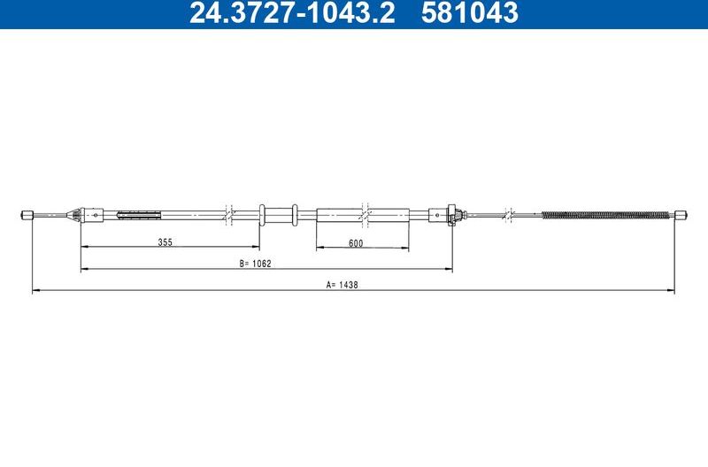 Трос ручника (тросик ручного тормоза) ATE. Артикул 24.3727-1043.2