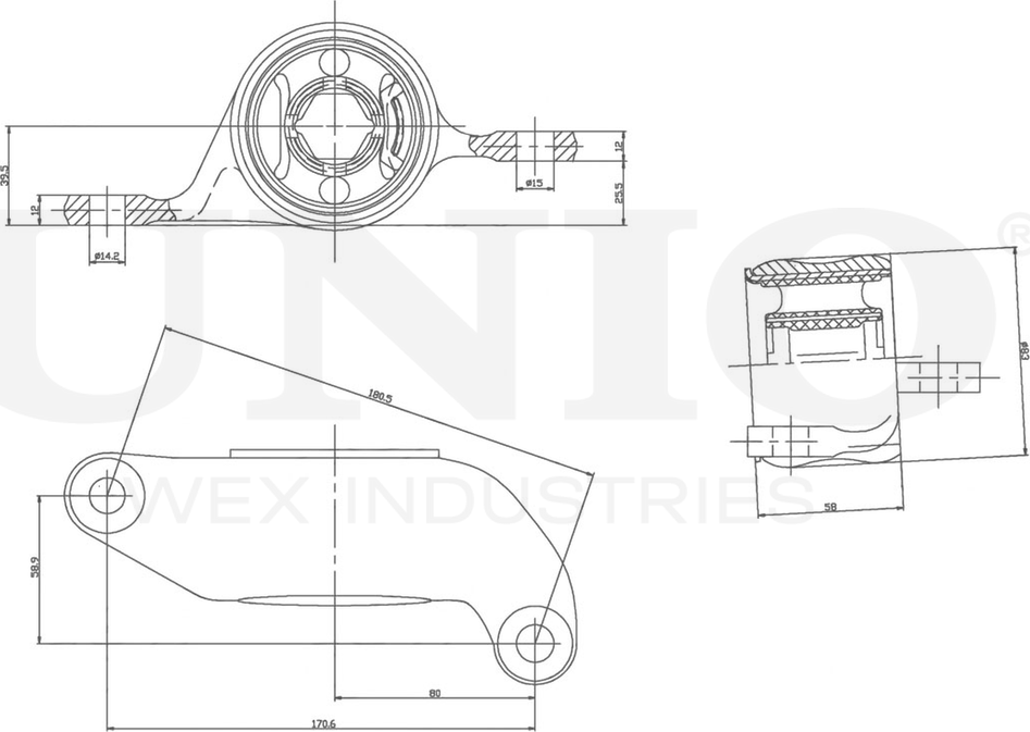 Сайлентблок рычага подвески (Unio). Артикул RMP-20287