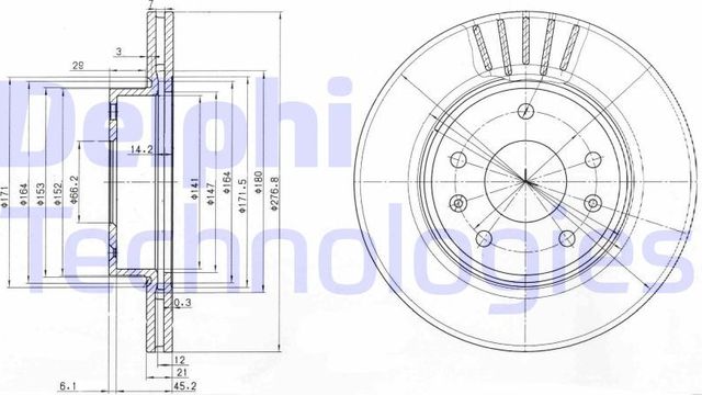 Тормозной диск Delphi передний для Land Rover Freelander I 1998-2006. Артикул BG3702C
