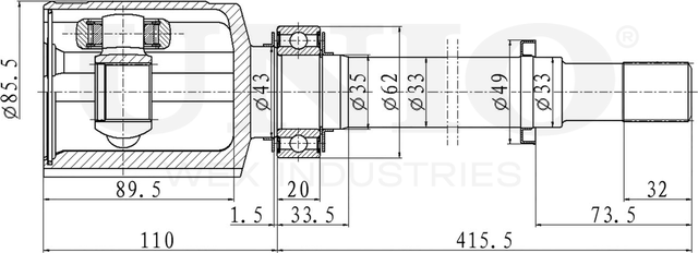 ШРУС внутренний (Unio). Артикул CVJ-30174