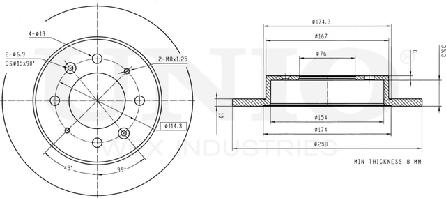 Диск тормозной (Unio). Артикул BRD-20212
