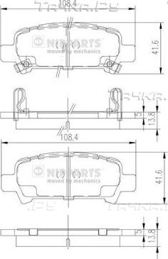 Тормозные колодки Nipparts задние для Subaru Outback III 2003-2009. Артикул J3617002