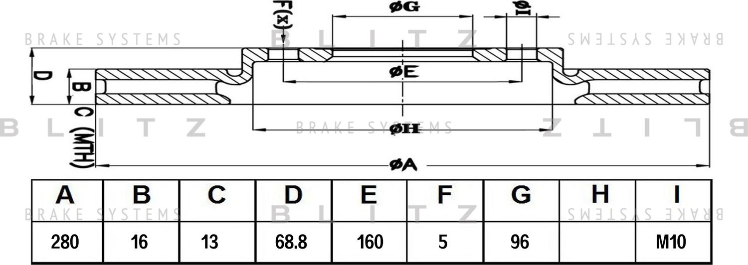 Диск тормозной задний Ford Transit 06- FWD (Blitz). Артикул BS0261
