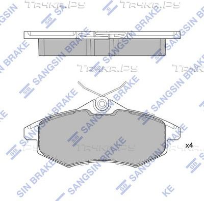 Тормозные колодки Sangsin Hi-Q передние для Citroen C2 2003-2012. Артикул SP1747