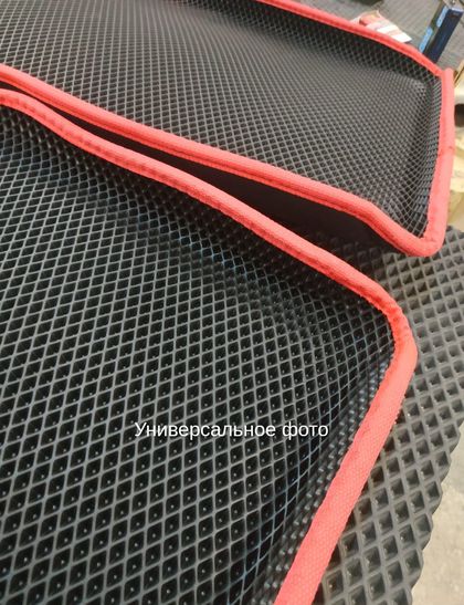 Коврики EVA 3D борт в салон Nissan Almera G15 2012-2018 красный кант. Артикул EVA3DB15-07BR