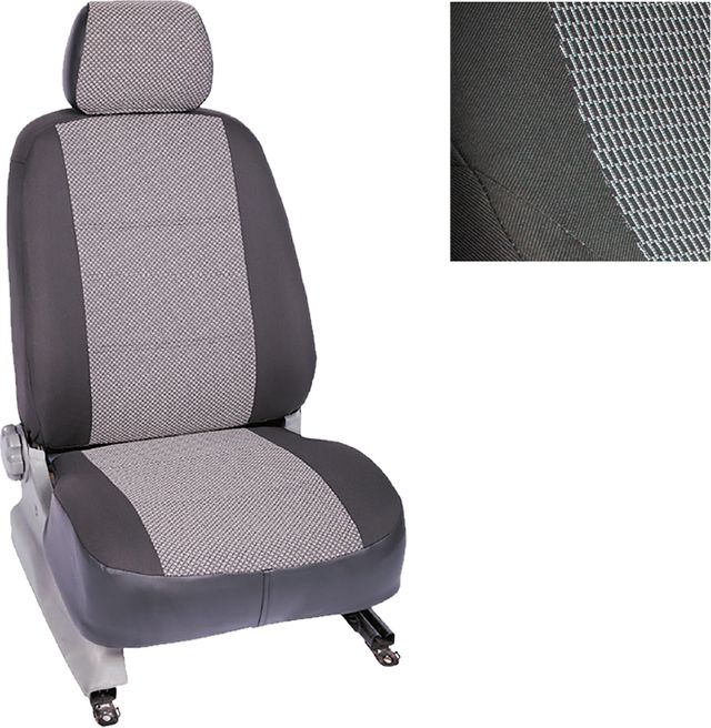 Чехлы Seintex (жаккард) на сидения (зад. сиденье 60/40) для Renault Duster I 2010-2015, цвет Черный/Серый. Артикул 86160