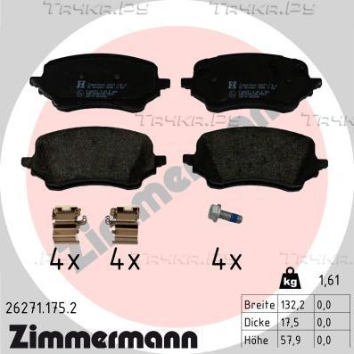 Тормозные колодки Zimmermann передние для Ford Puma II 2019-2026. Артикул 26271.175.2
