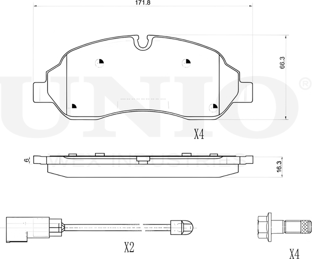 Колодки тормозные дисковые, комплект (Unio). Артикул BRP-20160