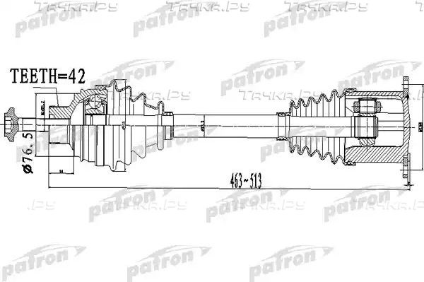 Полуось (привод в сборе, приводной вал) Patron. Артикул PDS0478