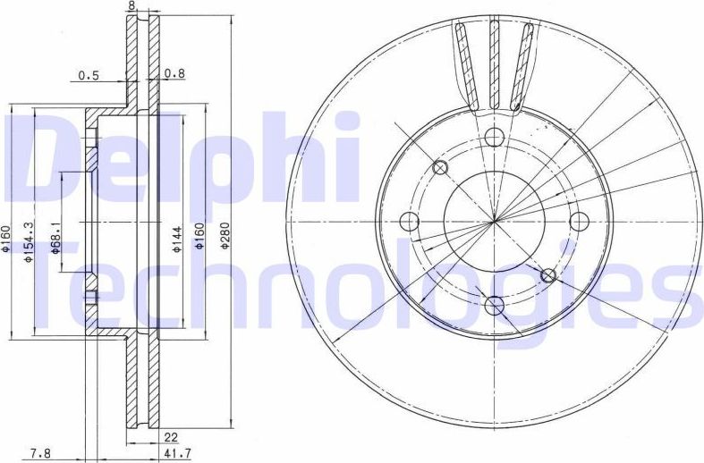 Тормозной диск Delphi. Артикул BG3596