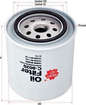 Масляный фильтр Sakura. Артикул C-8020