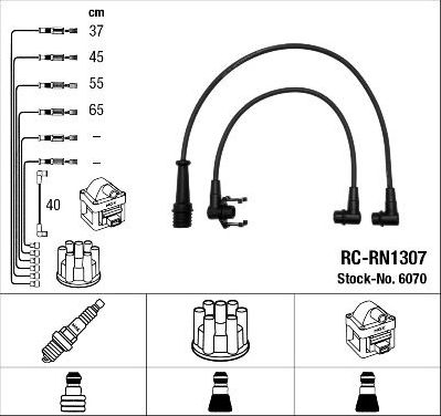Высоковольтные провода (провода зажигания) (комплект) NGK для Renault 21 1989-1993. Артикул 6070