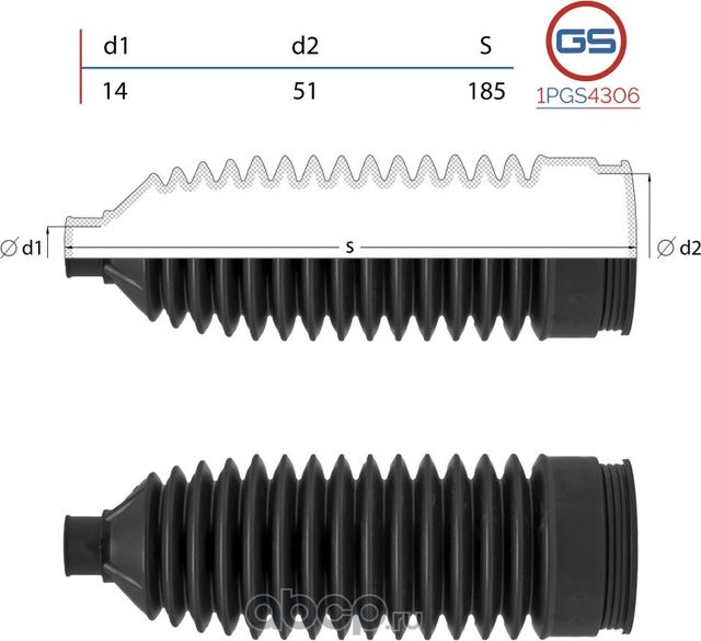 Пыльник рулевой рейки Mazda 3 2013-2019, Mazda 6 III 2012-, Mazda CX-5 I 2011-20 (GS). Артикул 1PGS4306