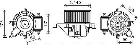 Вентилятор, мотор печки (отопителя) салона AVA. Артикул PE8390