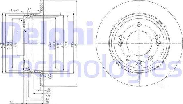 Тормозной диск Delphi задний для Kia Ceed I 2006-2012. Артикул BG4082C