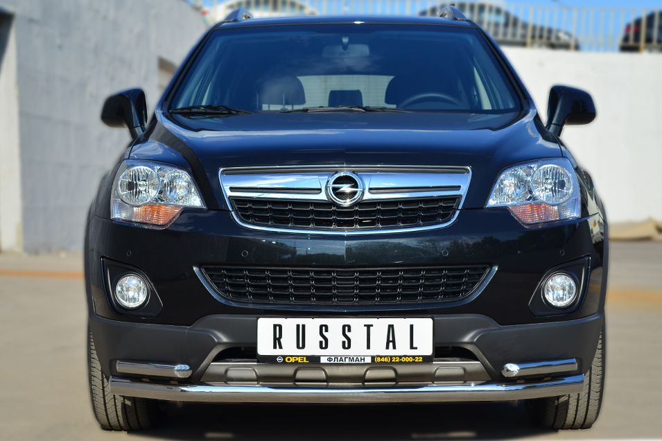 Защита RusStal переднего бампера d63 (секции) d42 (уголки) для Opel Antara 2012-2026. Артикул OAZ-001365