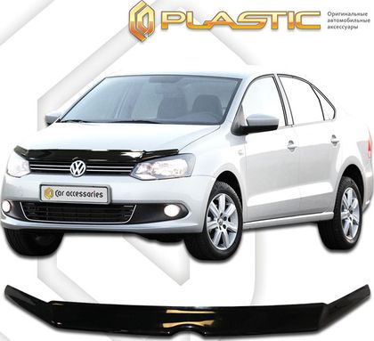 Дефлектор СА Пластик для капота (Classic черный) Volkswagen Polo седан 2009-2020. Артикул 2010010105495