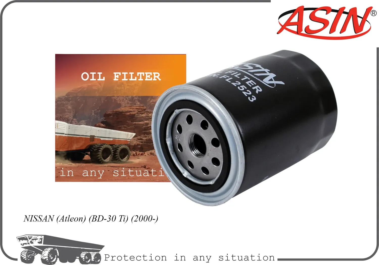 ASIN.FL2523 (152087F40A) NISSAN TRADE 3.0 D 93- Фильтр масляный Asin. Артикул ASINFL2523