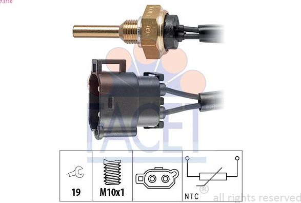 Датчик температуры охлаждающей жидкости Facet Made in Italy - OE Equivalent. Артикул 7.3110