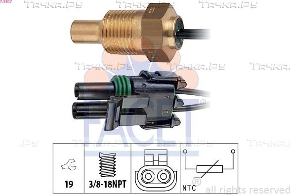 Датчик температуры охлаждающей жидкости Facet Made in Italy - OE Equivalent для Renault 19 I 1988-1992. Артикул 7.3307