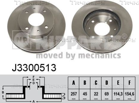 Тормозной диск Nipparts передний для Hyundai Sonata III 1993-1998. Артикул J3300513